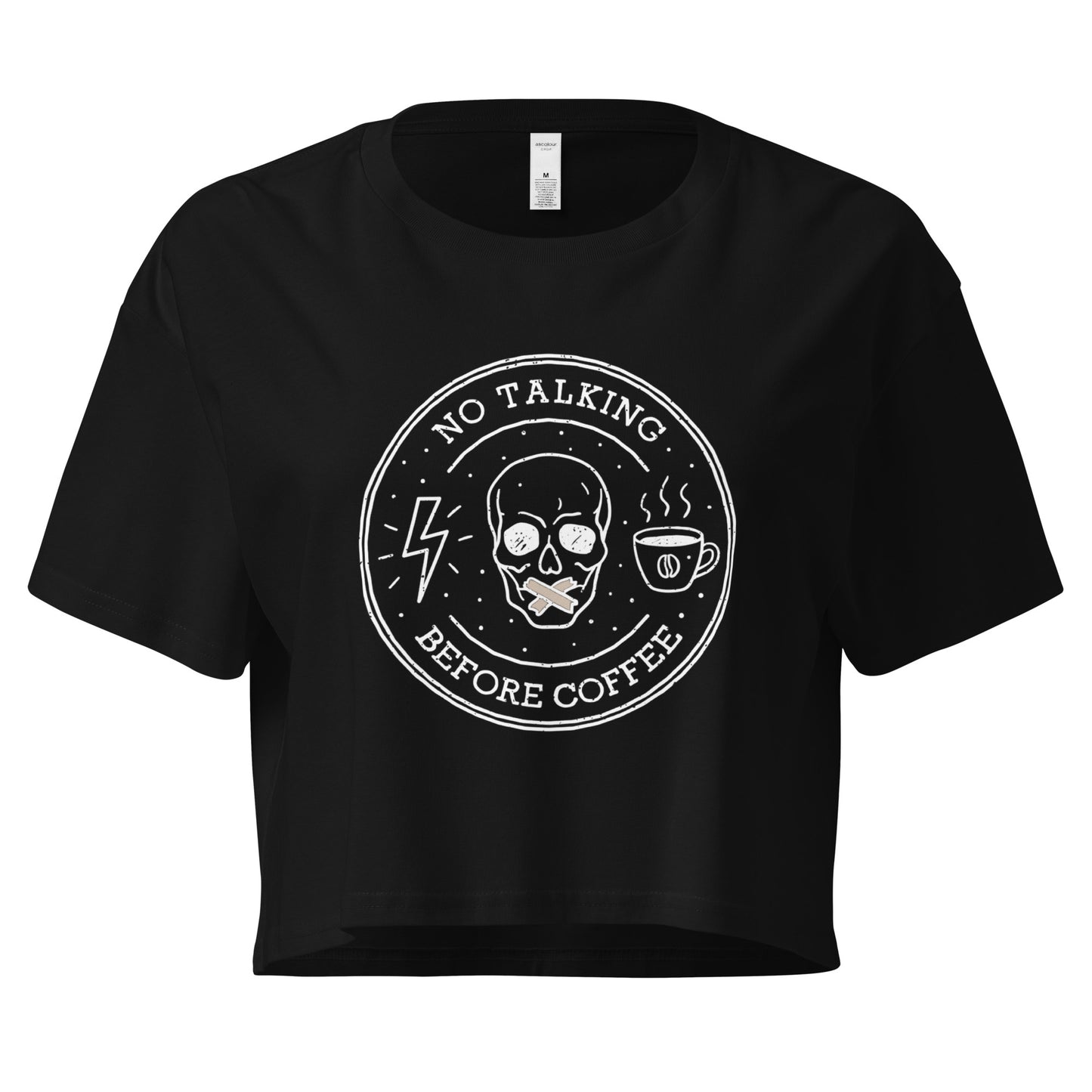 No Talking Before Coffee women’s crop top - Dark Edition-ArtsyFartsy