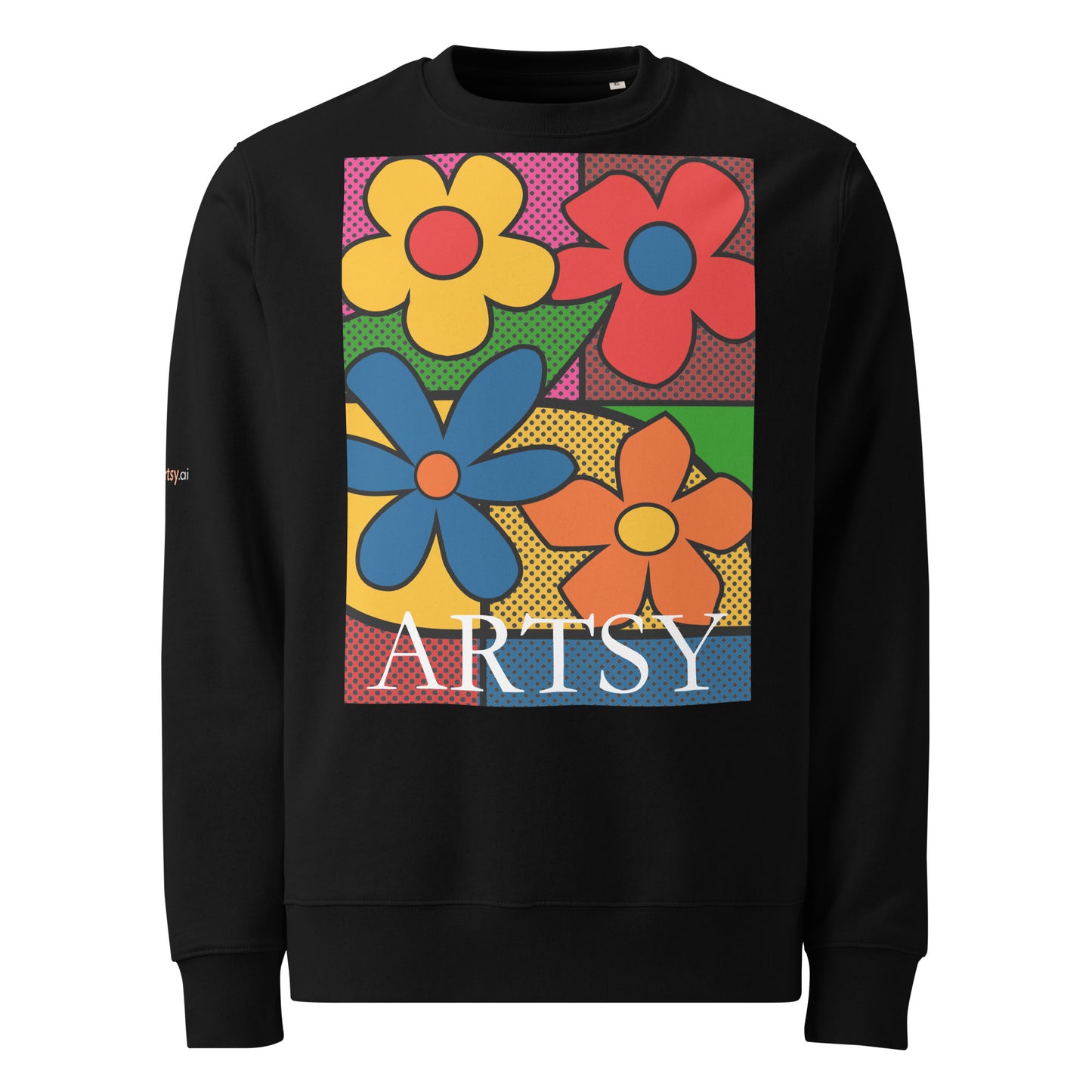  Pop Blooms unisex-organic-sweatshirt-1 Black