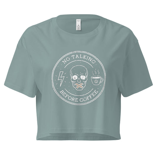 No Talking Before Coffee women’s crop top - Dark Edition-ArtsyFartsy
